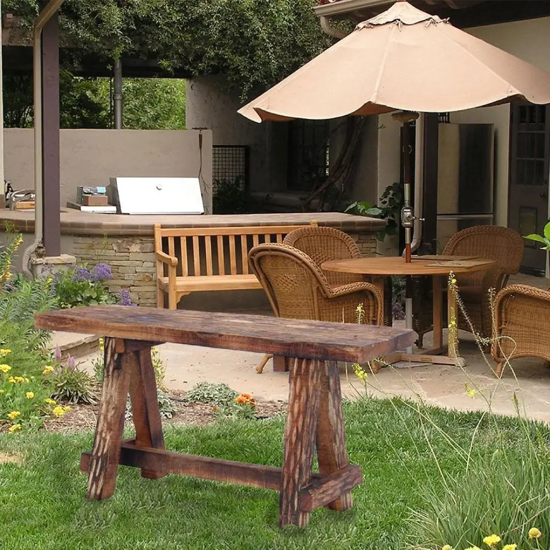 Wooden Garden Patio Bench With Retro Etching Wooden Garden Patio Bench With Retro Etching