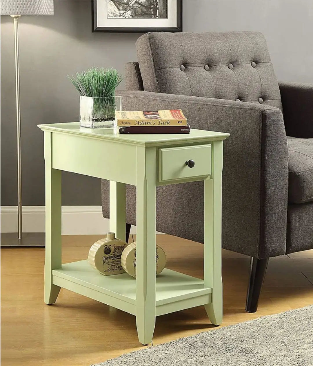 rectangular Wooden Side Table with 1 Drawer