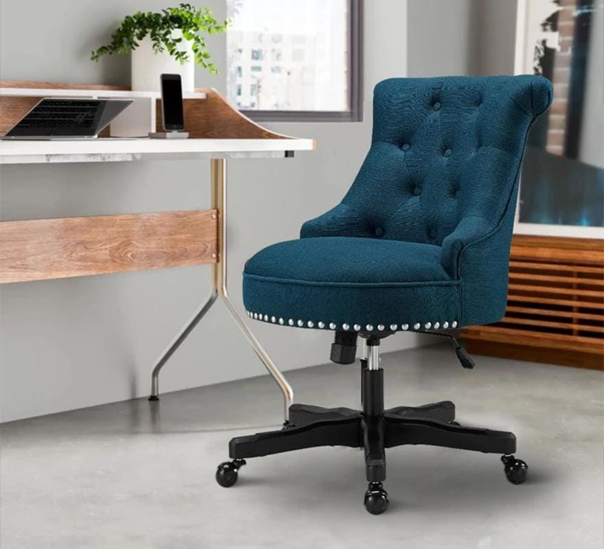 Nailhead Trim Fabric Upholstered Office Chair with Adjustable Height Nailhead Trim Fabric Upholstered Office Chair with Adjustable Height