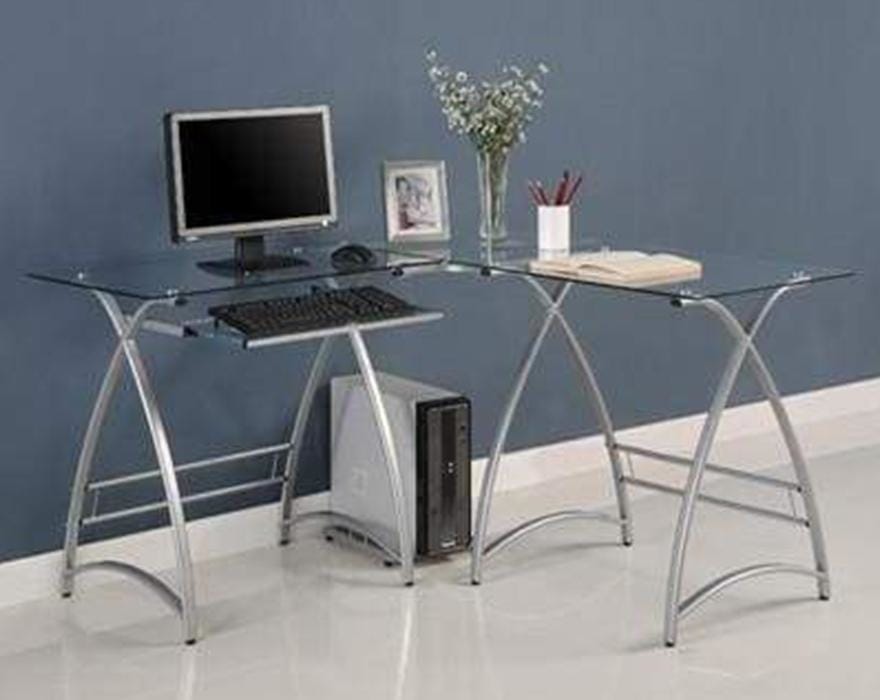 Trendy And Durable L-Shaped Glass Computer Desk Trendy And Durable L-Shaped Glass Computer Desk