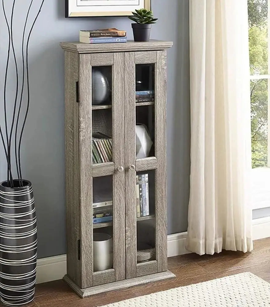 Wood Media Storage Tower Cabinet Wood Media Storage Tower Cabinet