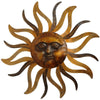 35 Inch Round Wall Mounted Sun Face Accent Decor, Carved Rustic Gold and Black Metal The Urban Port