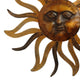 35 Inch Round Wall Mounted Sun Face Accent Decor, Carved Rustic Gold and Black Metal The Urban Port