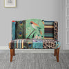 45 Inch Settee Loveseat Bench Handcrafted Wingback Design Bird Collage Print Velvet Fabric Multicolor The Urban Port ABH-32342-BIRD