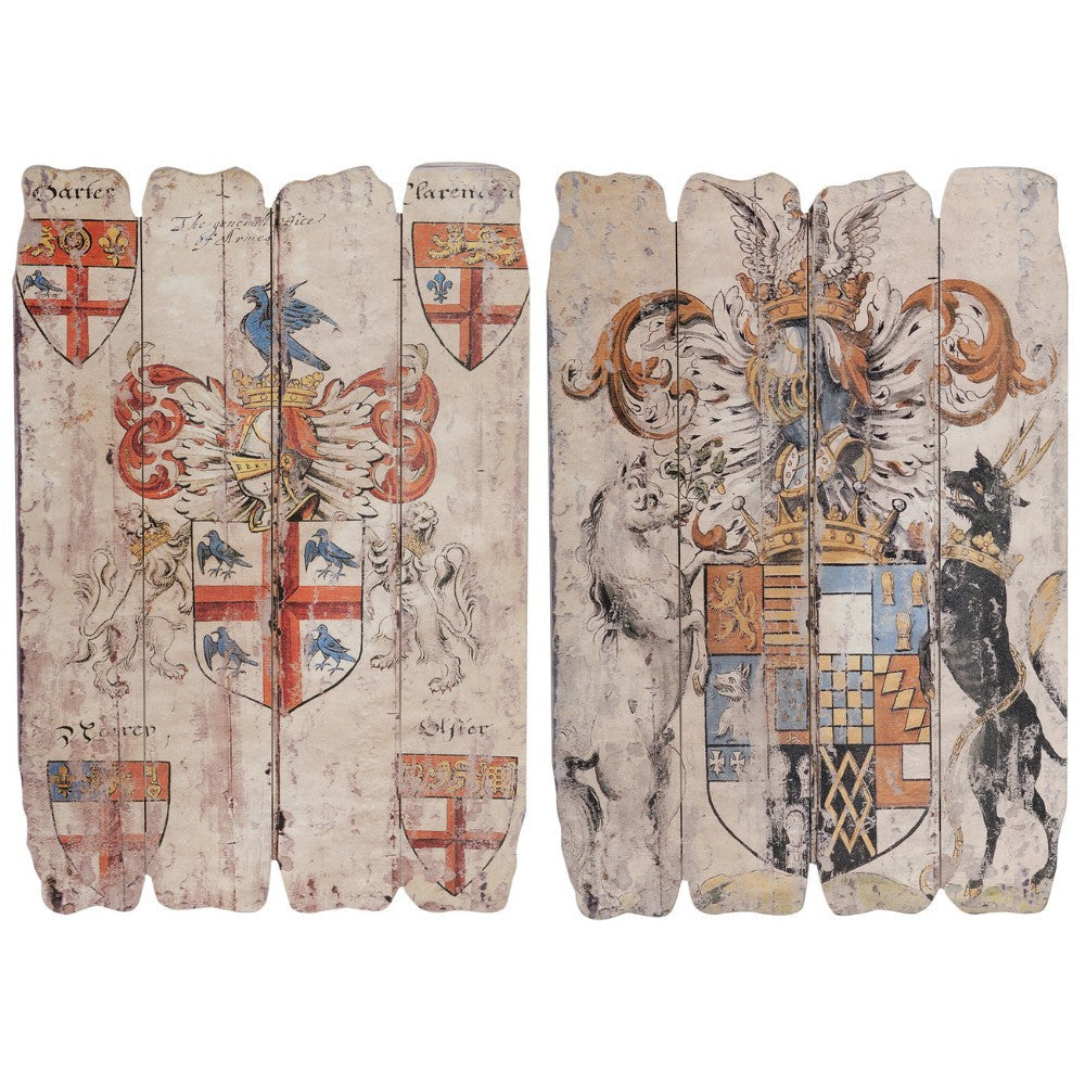 Wall Art Plaque Set of 2 | Multicolor Decorative Wood Panels