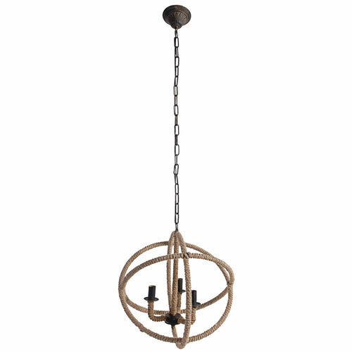 Cade Chandelier | 3 Light | Roped Frame | 20" Diameter