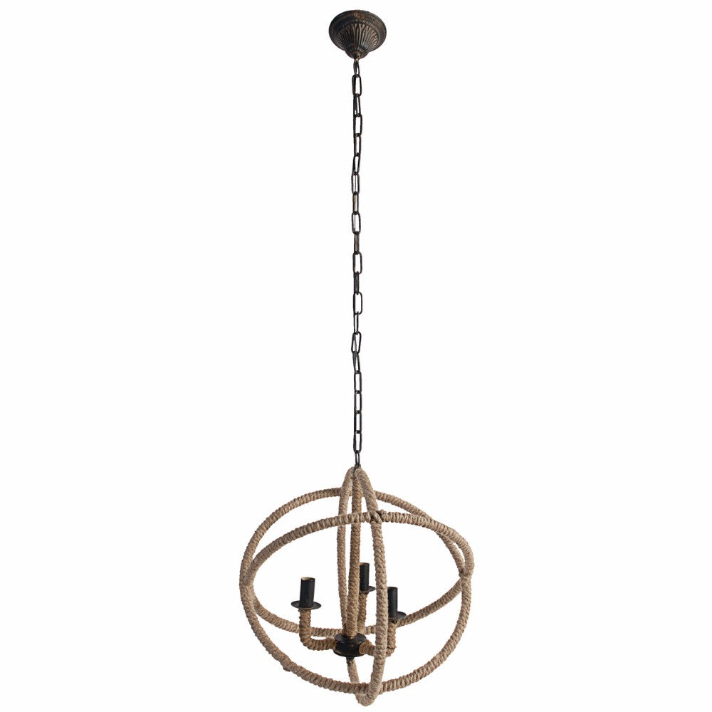 Cade Chandelier | 3 Light | Roped Frame | 20" Diameter