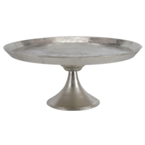 Footed Tray | Round Aluminum | Silver Finish