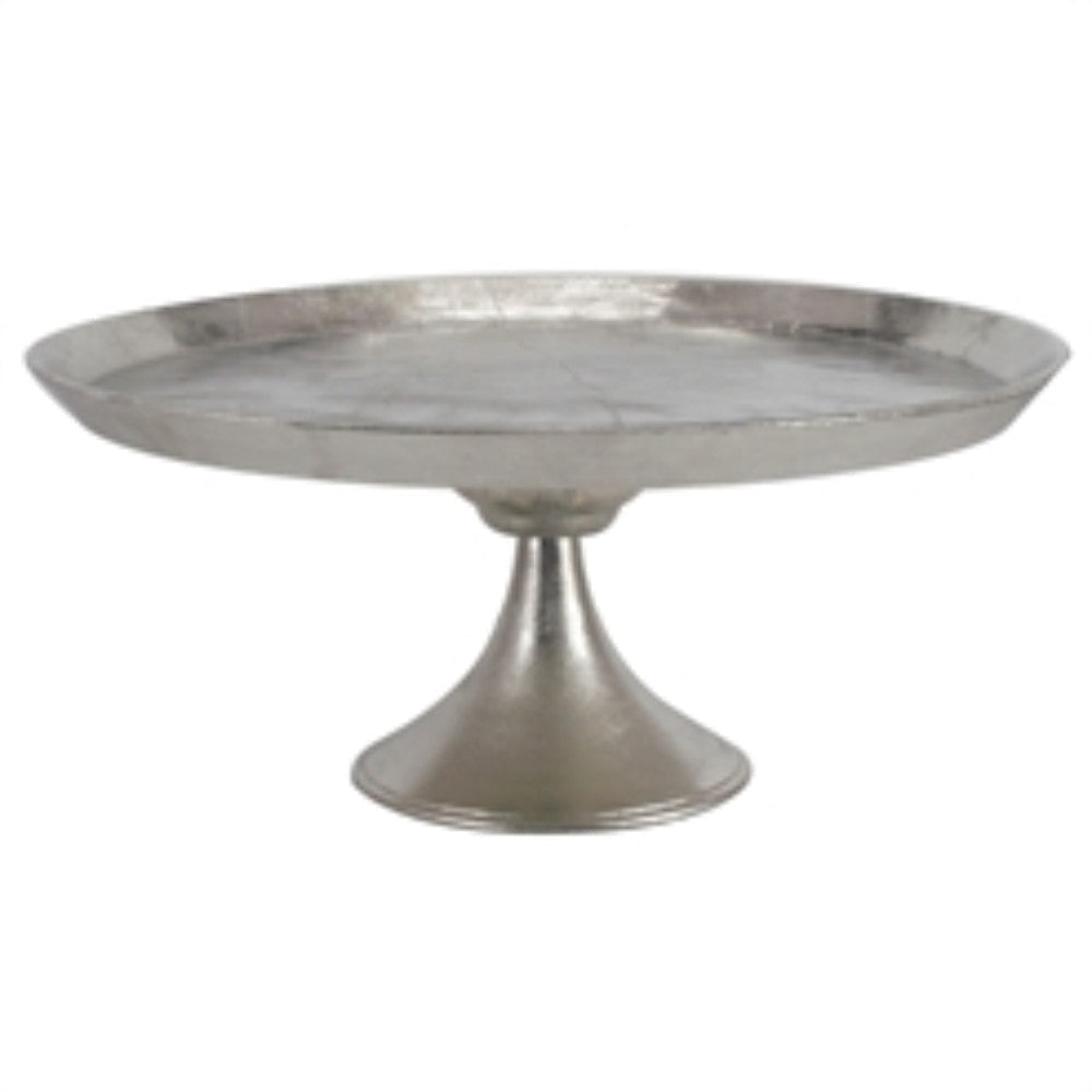 Footed Tray | Round Aluminum | Silver Finish