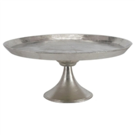 Aluminum Round Footed tray, Silver By Casagear Home