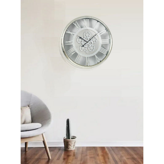 Wall Clock | Sleek Minimalist Design | 16 x 16 | Metallic Gray
