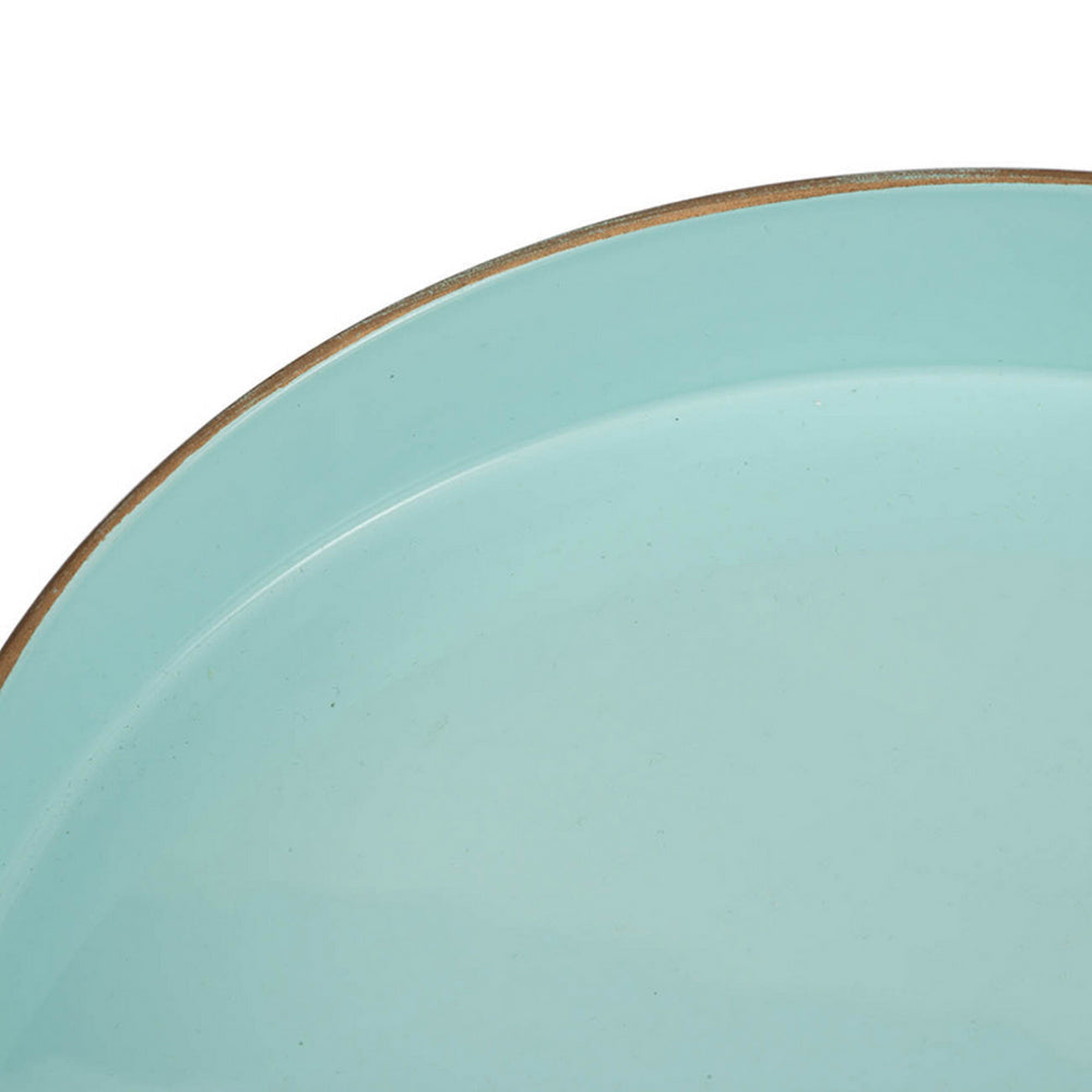 Beautiful Mimosa Round Tray, Powder Blue By Casagear Home