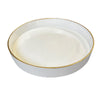 Mimosa Plastic Round Tray Gold Accented Trims Glossy White By The Urban Port ABH-42537-WHIT