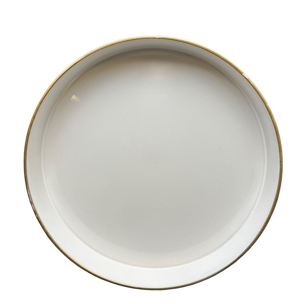 Mimosa Plastic Round Tray Gold Accented Trims Glossy White By The Urban Port ABH-42537-WHIT