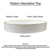 Mimosa Plastic Round Tray Gold Accented Trims Glossy White By The Urban Port ABH-42537-WHIT