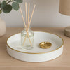 Mimosa Plastic Round Tray Gold Accented Trims Glossy White By The Urban Port ABH-42537-WHIT