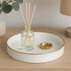 Mimosa Plastic Round Tray Gold Accented Trims Glossy White By The Urban Port ABH-42537-WHIT