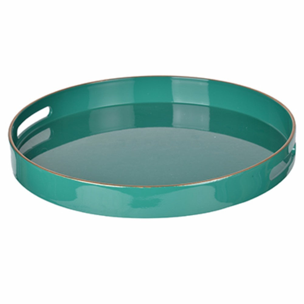 Mimosa Tray | Round | Cutout Handles | Green