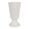 10 Inch Stone Vase, Flared Pedestal Base, Glaze White