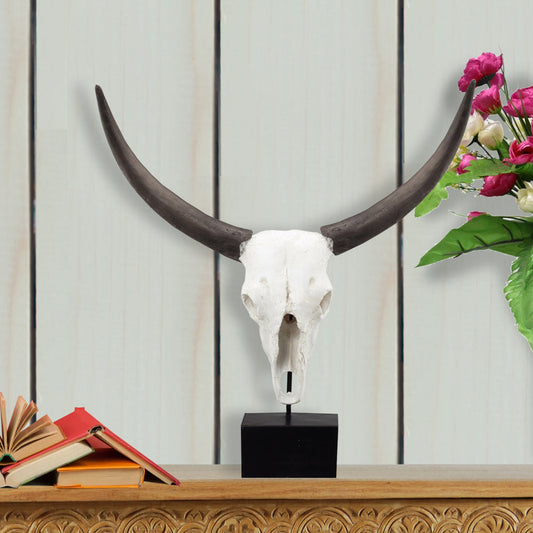 Wild & Beautiful Cow Skull Resin By Casagear Home ABH-75718