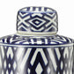 Ceramic Lidded Large Jar with Abstract Pattern Blue And White By Casagear Home ABH-AV0597