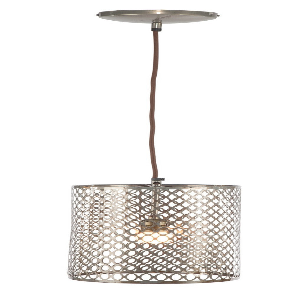 Round Metal Cutout Hanging Lamp, Silver