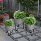 Galvanized Sheet Planter Tubs, Iron Powder Coated Hairpin Legs, Set of 3, Gray, Black By Casagear Home