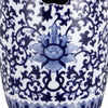 11 Inch Garden Stool Ceramic Drum Shape Blue White Floral Pattern ABH-D69818