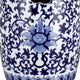11 Inch Garden Stool Ceramic Drum Shape Blue White Floral Pattern ABH-D69818