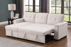 Lusy 85 Inch Reversible Sleeper Sectional Sofa with Storage Chaise Beige By Casagear Home BM317376
