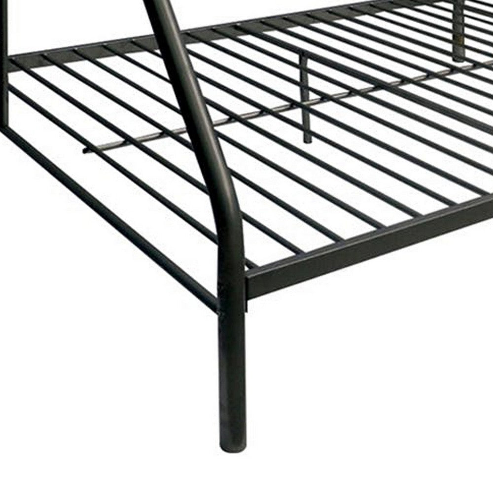 Metal Twin XL/Queen Bunk Bed With Ladders Black AMF-02052BK