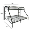 Metal Twin XL/Queen Bunk Bed With Ladders Black AMF-02052BK