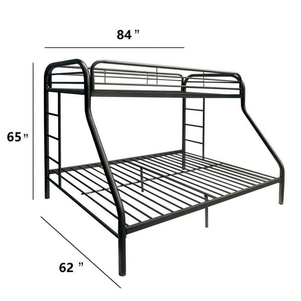 Metal Twin XL/Queen Bunk Bed With Ladders Black AMF-02052BK