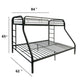 Metal Twin XL/Queen Bunk Bed With Ladders Black AMF-02052BK