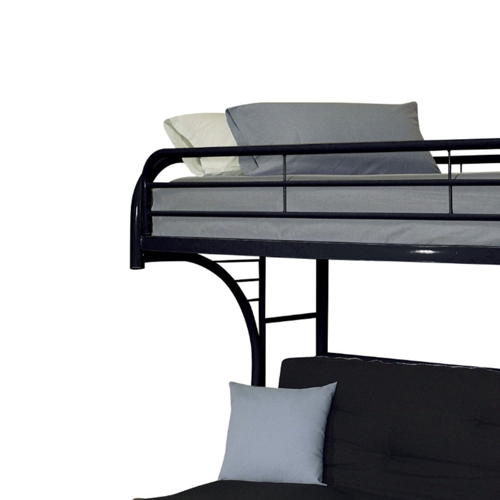 Eclipse Twin Xl Over Queen Futon Metal Bunk Bed with Guardrails Black AMF-02093BK