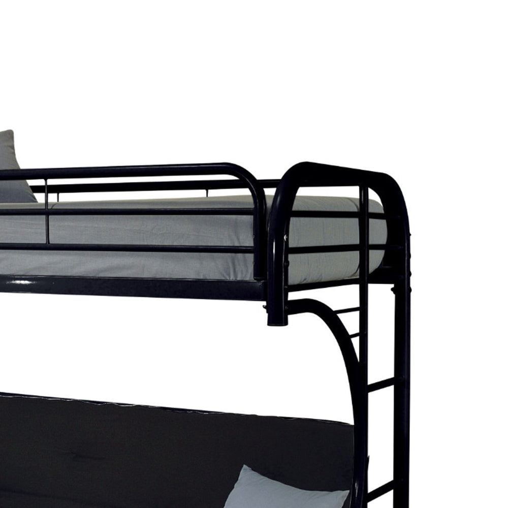 Eclipse Twin Xl Over Queen Futon Metal Bunk Bed with Guardrails Black AMF-02093BK