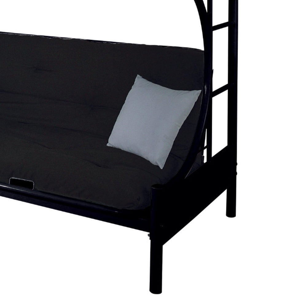 Eclipse Twin Xl Over Queen Futon Metal Bunk Bed with Guardrails Black AMF-02093BK