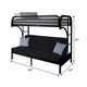 Eclipse Twin Xl Over Queen Futon Metal Bunk Bed with Guardrails Black AMF-02093BK