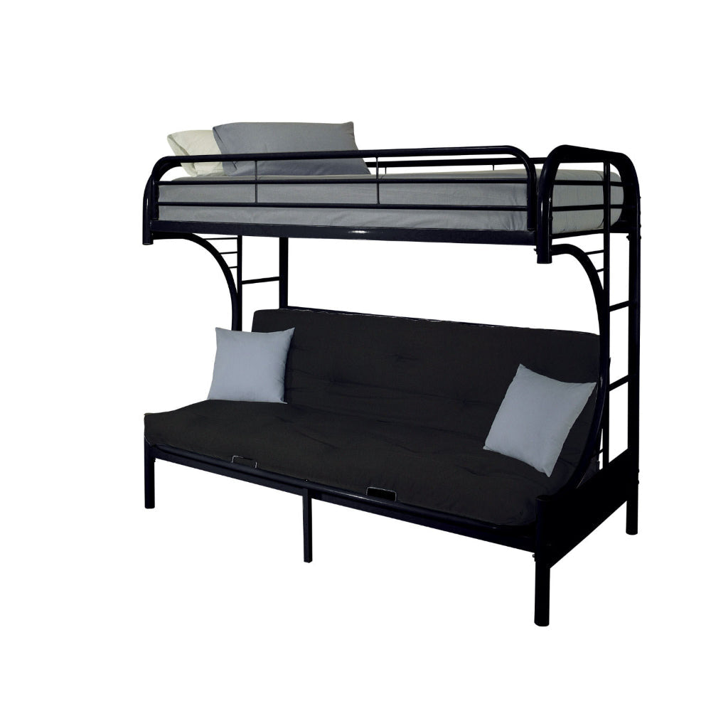 Eclipse Twin Xl Over Queen Futon Metal Bunk Bed with Guardrails, Black