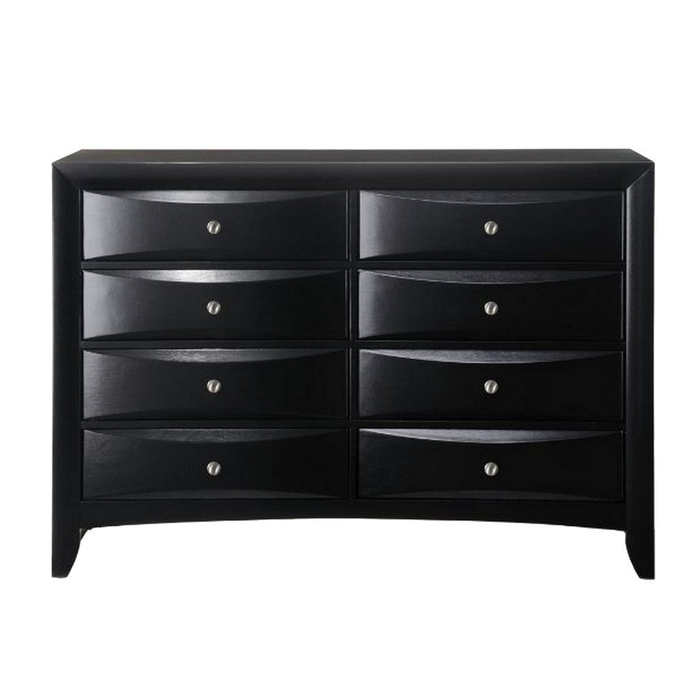 Wooden Dresser With Eight Spacious Drawers Glossy Black AMF-04165