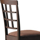 Wood & Fabric Side Chairs With Open Grid Pattern Back, Espresso Brown, Set Of 2