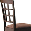 Wood & Fabric Side Chairs With Open Grid Pattern Back, Espresso Brown, Set Of 2