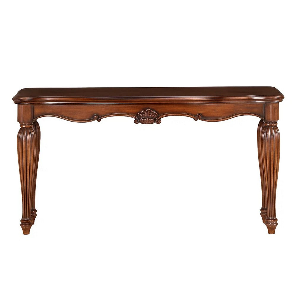 Sofa Table | Carved Details | Cherry Brown Wood