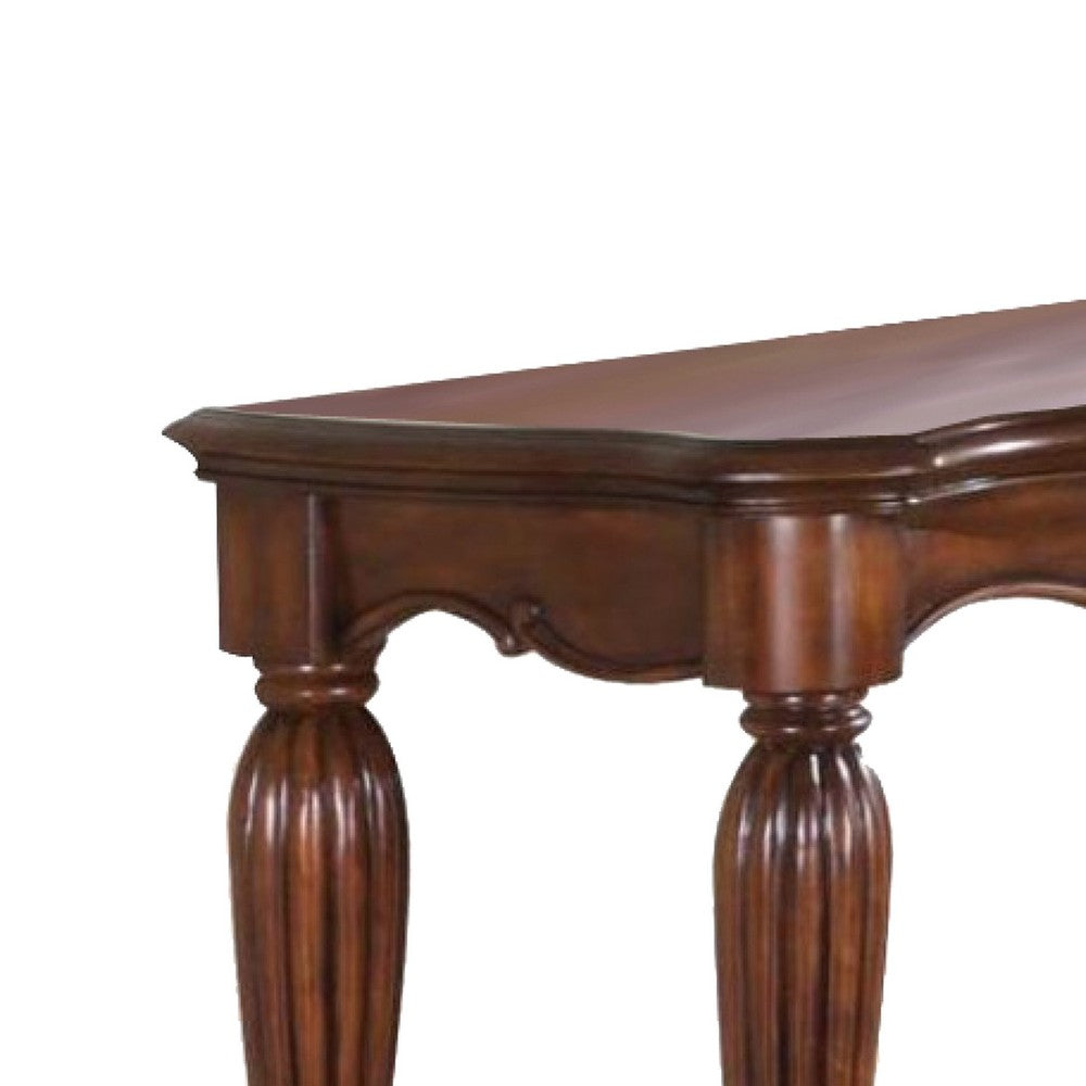 Sofa Table | Carved Details | Cherry Brown Wood