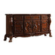 Wide Dresser 7 Drawers w Antique Handles Floral Carvings Brown AMF-12145