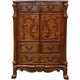 Imperial Style Wooden Chest With 5 Drawers and 2 Door Cabinets, Cherry Oak Brown