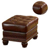 Faux Leather Upholstered Ottoman with Nail head Trim Detail, Espresso Brown