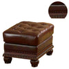 Faux Leather Upholstered Ottoman with Nail head Trim Detail Espresso Brown AMF-15034