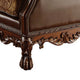 Leather Upholstered Love Seat with 2 Pillow Cherry Brown AMF-15161