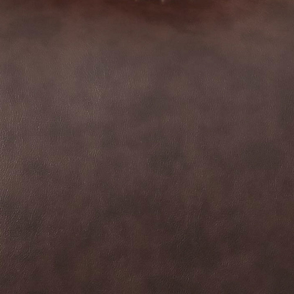 Leather Upholstered Love Seat with 2 Pillow Cherry Brown AMF-15161